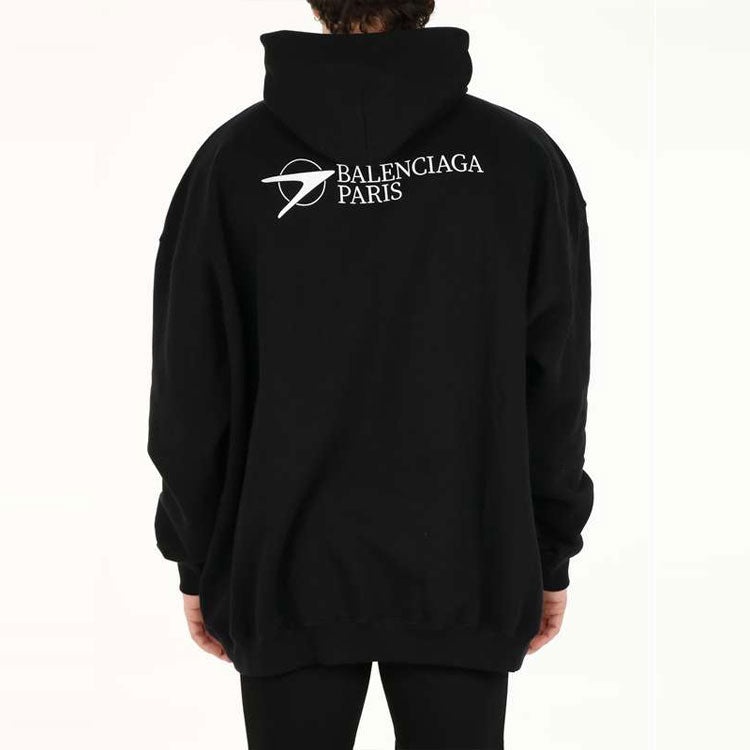 Men's Balenciaga SS21 Cotton Large hooded Long Sleeves Black 620973TKV871070 - 4