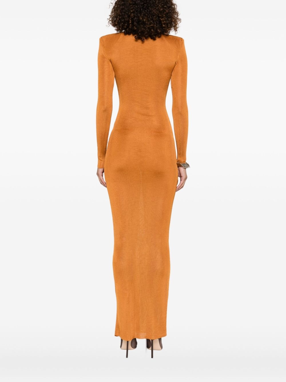 high-neck long-sleeve dress - 4