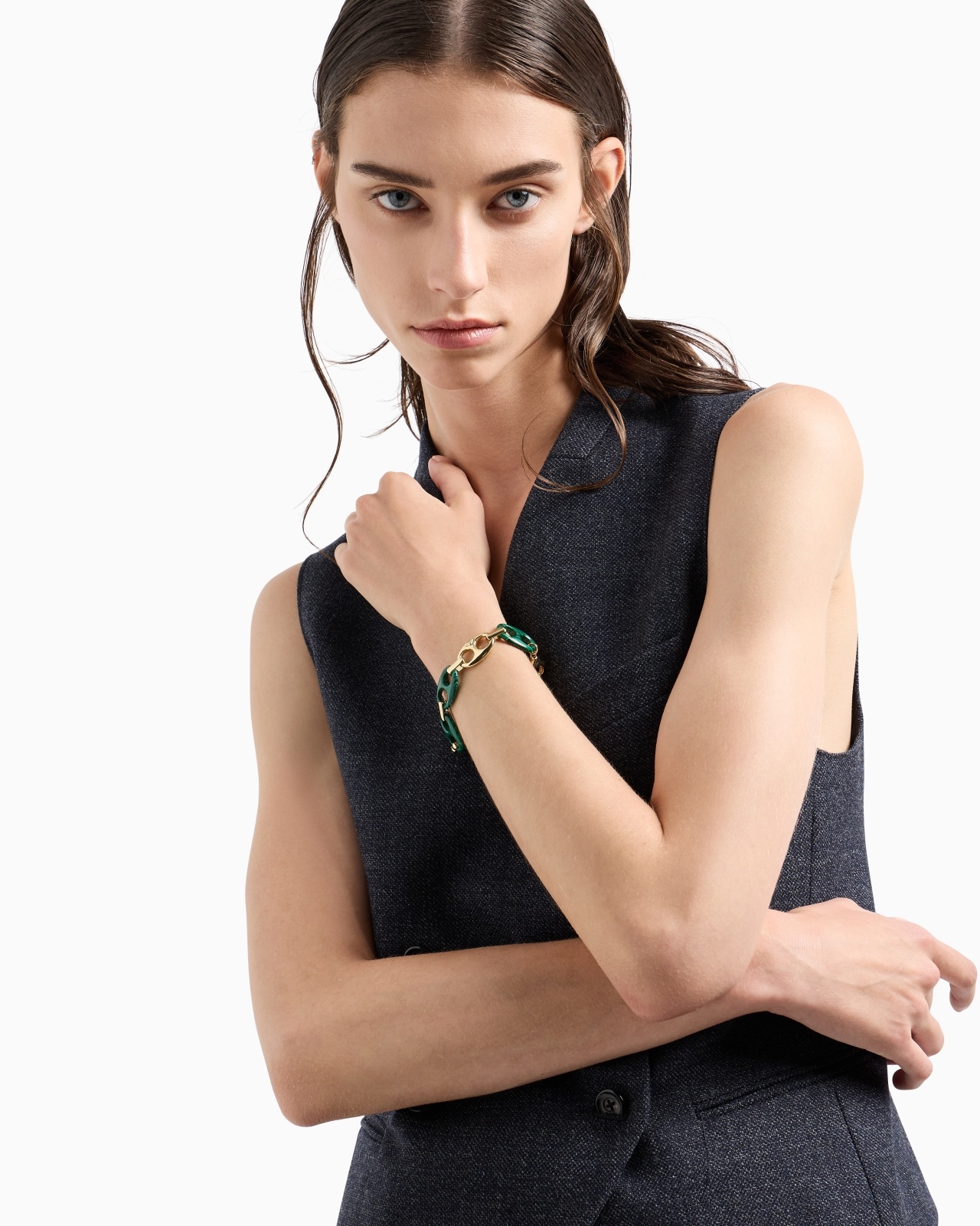 GREEN RECONSTITUTED MALACHITE CHAIN BRACELET - 2