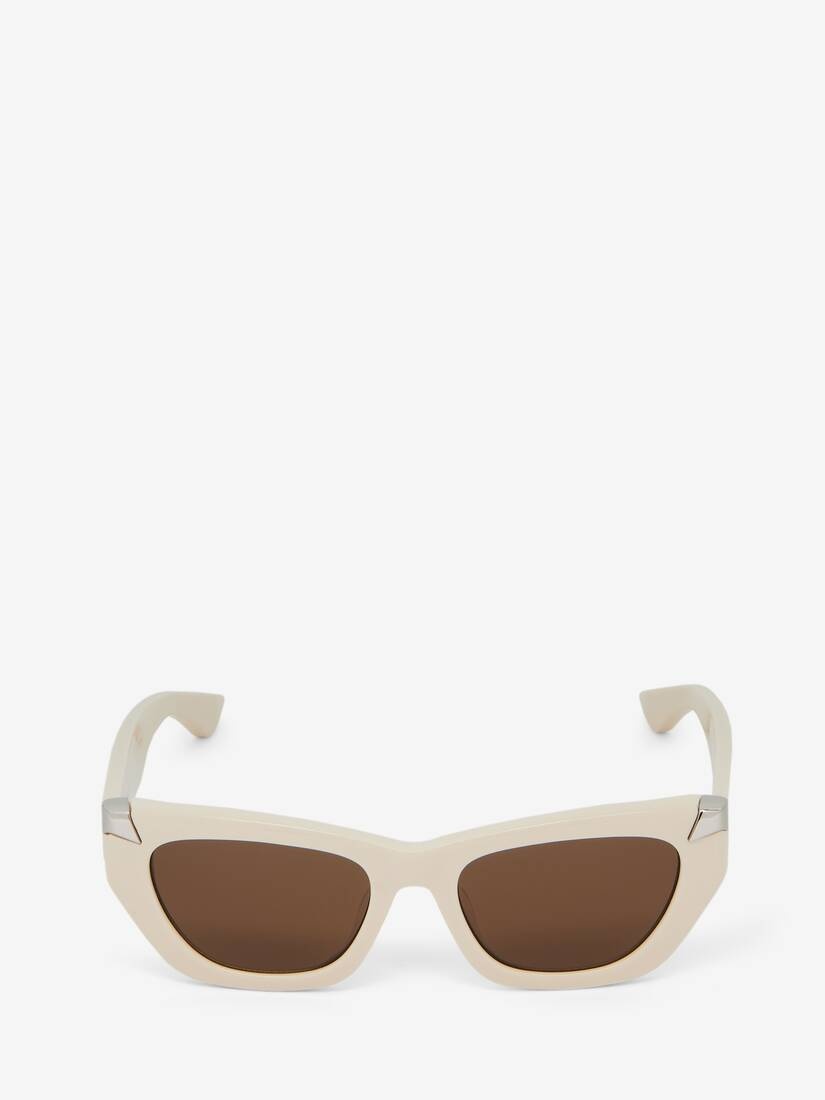 Women's Punk Rivet Geometric Sunglasses in Ivory - 1