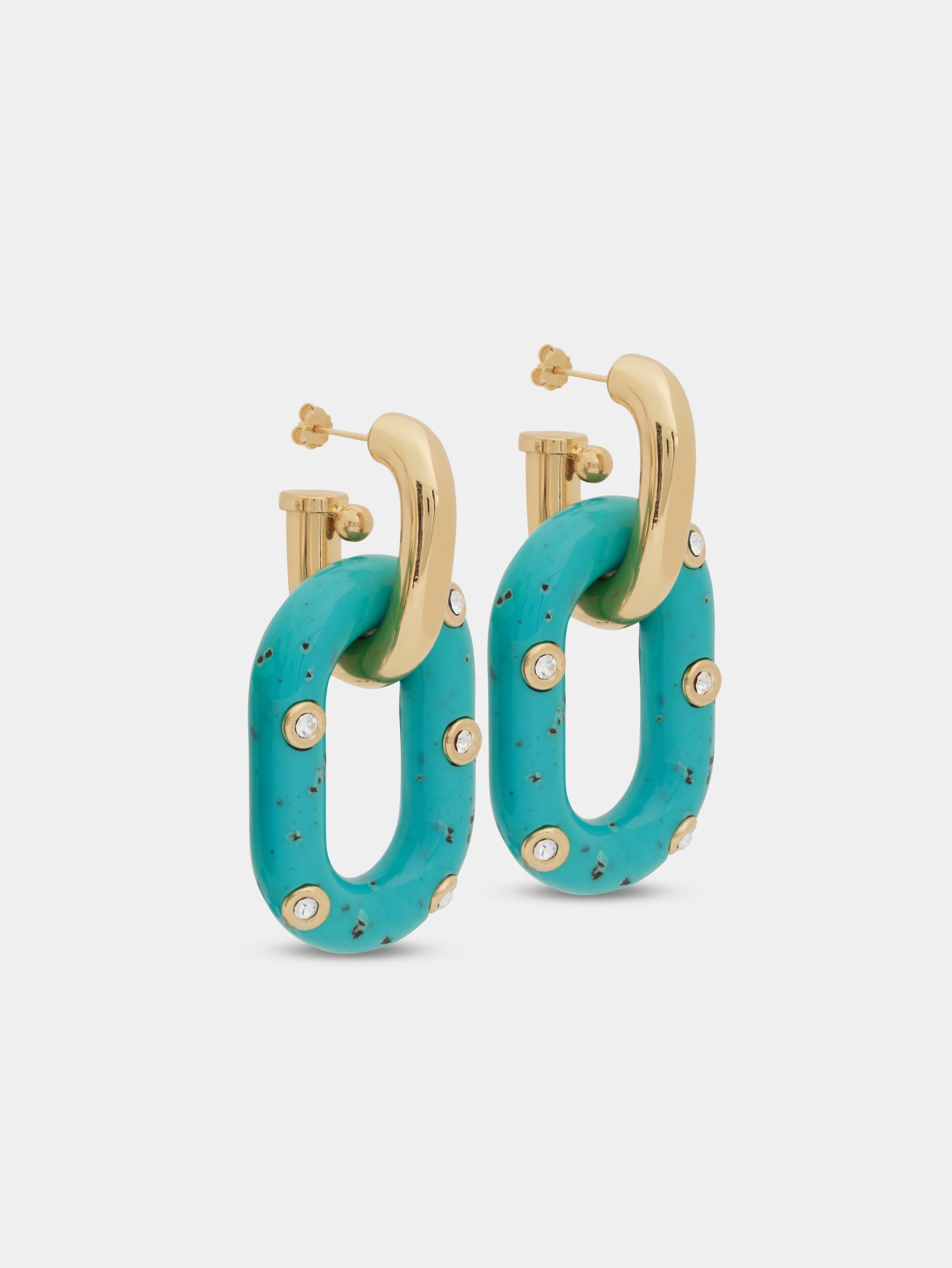 BLUE XL LINK OVERSIZED PALM SPRING EARRINGS - 3