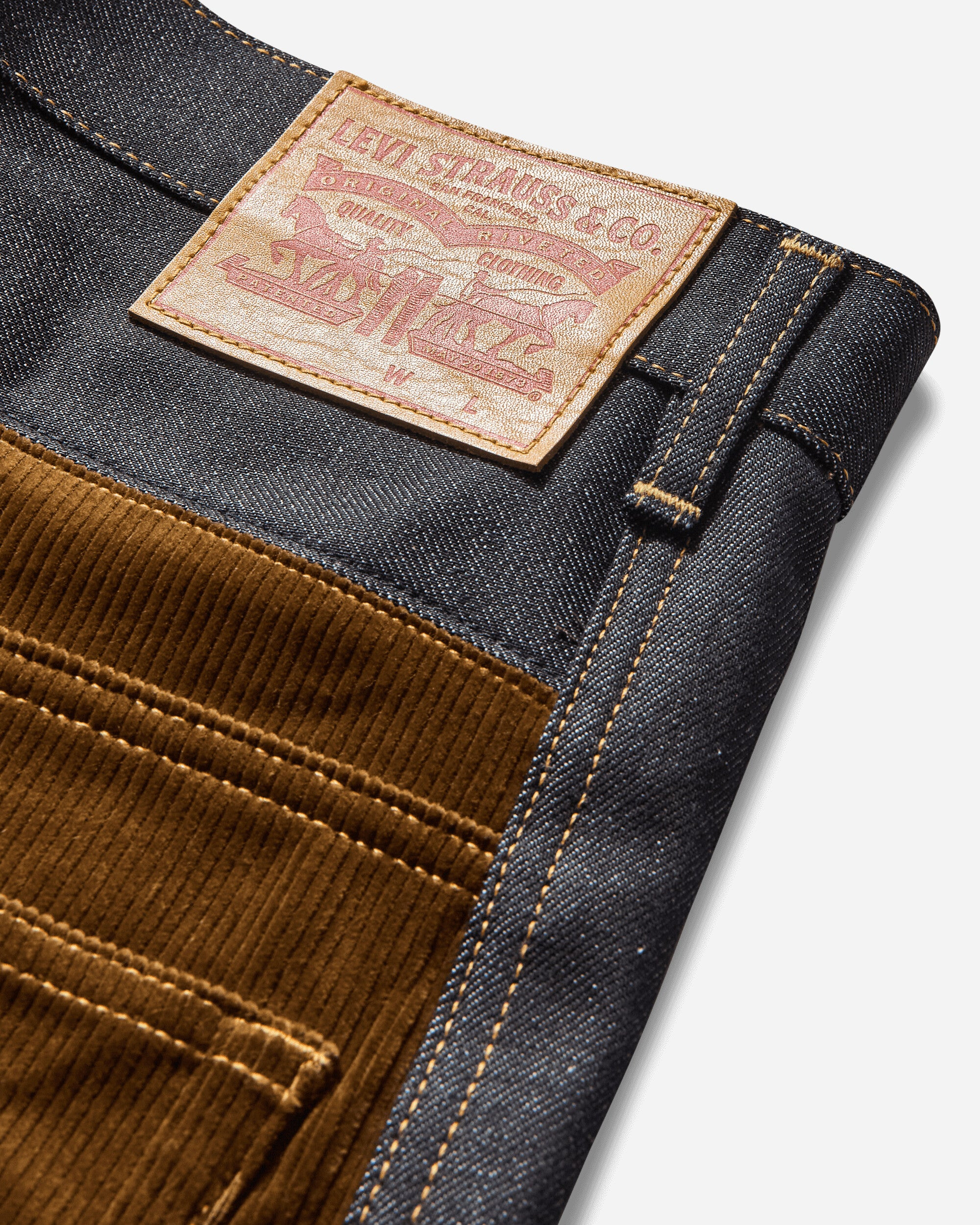 Men's Levi's Contrast Trim Trousers Indigo / Brown - 4