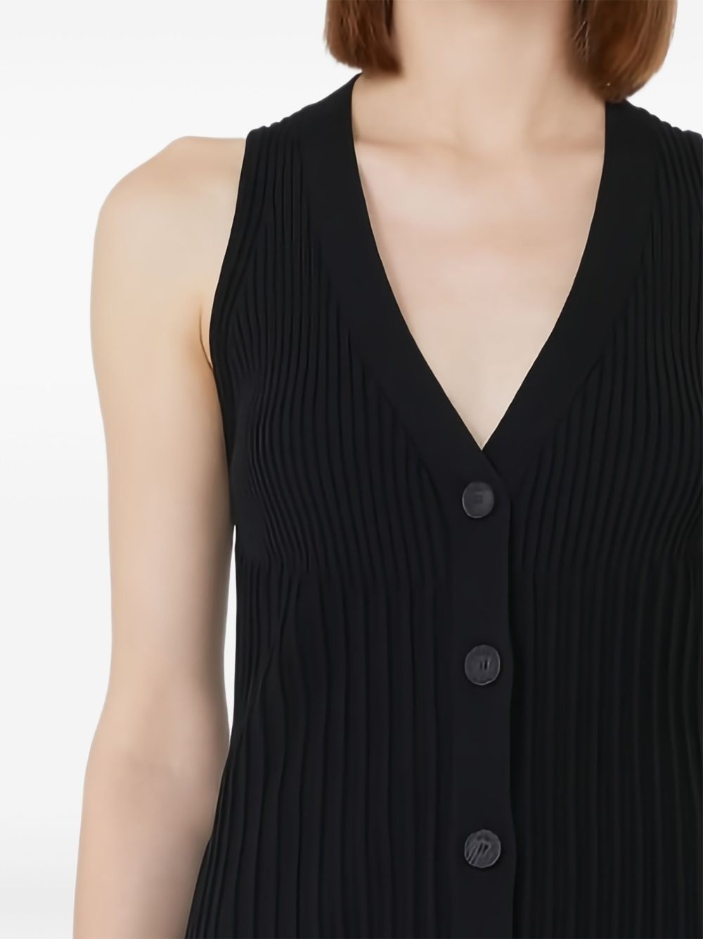 ribbed button-front vest - 4