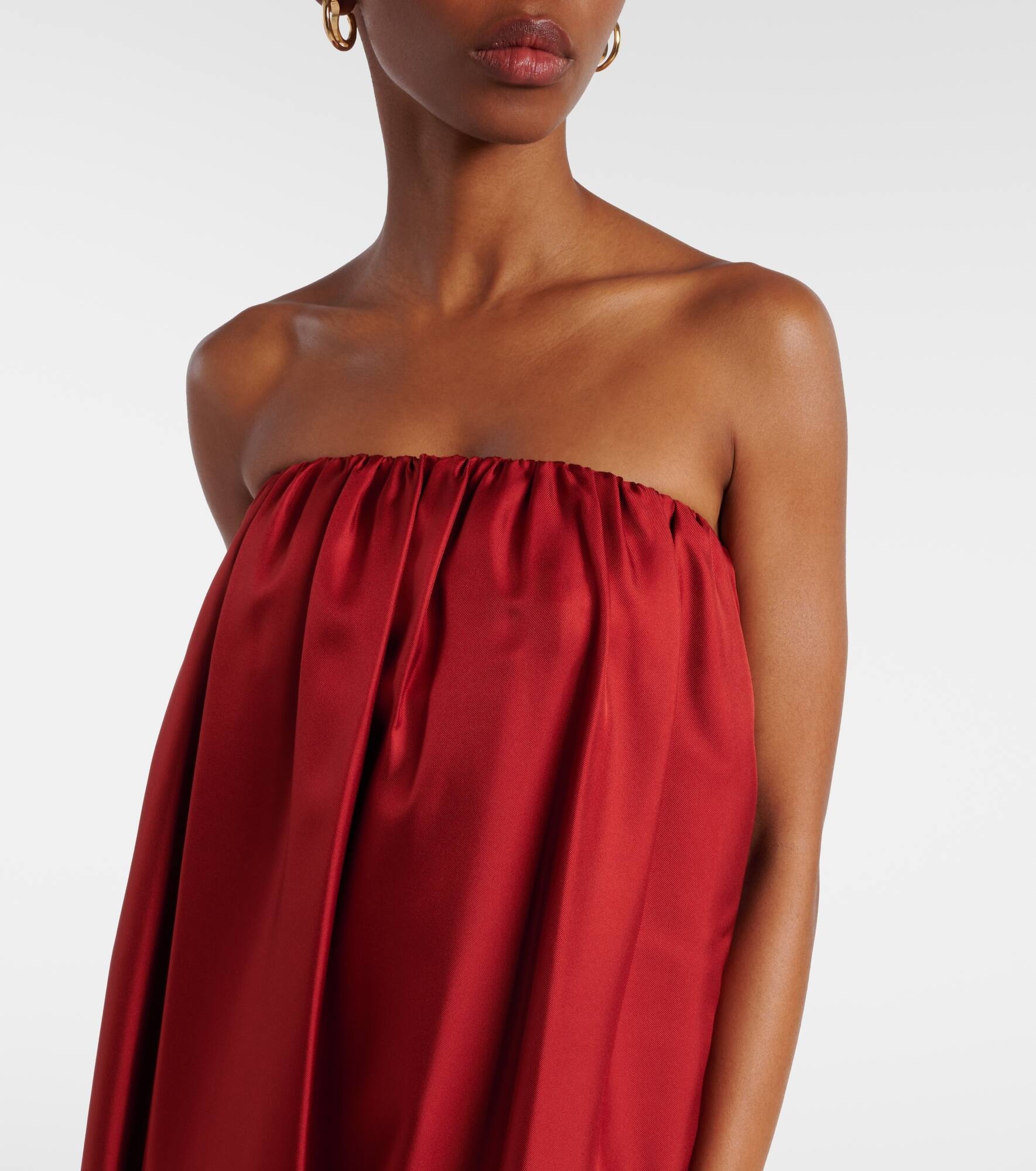 Edda pleated strapless silk maxi dress - 4