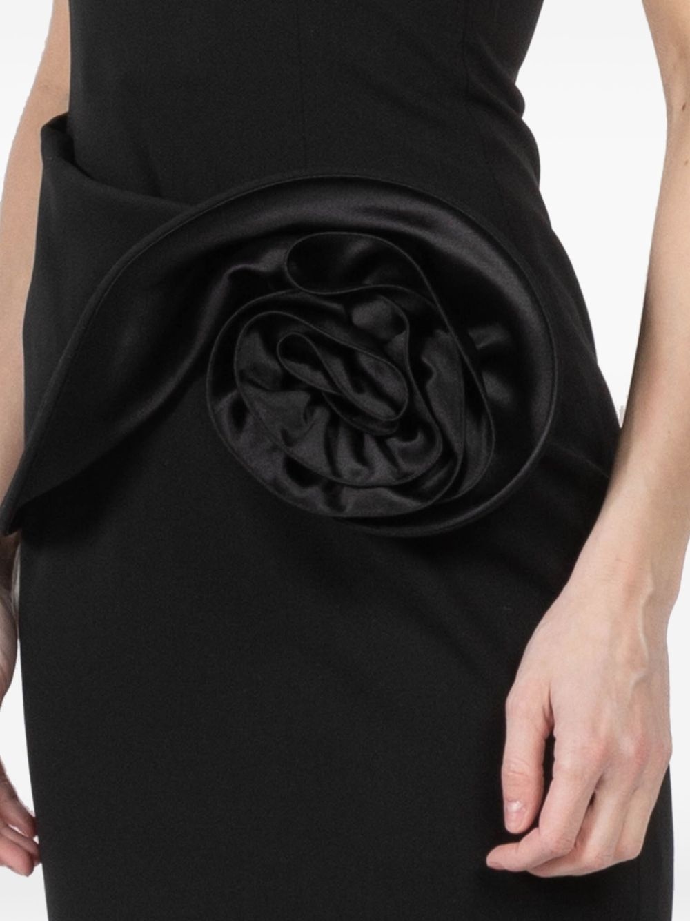 floral-appliqué bustier midi dress - 6