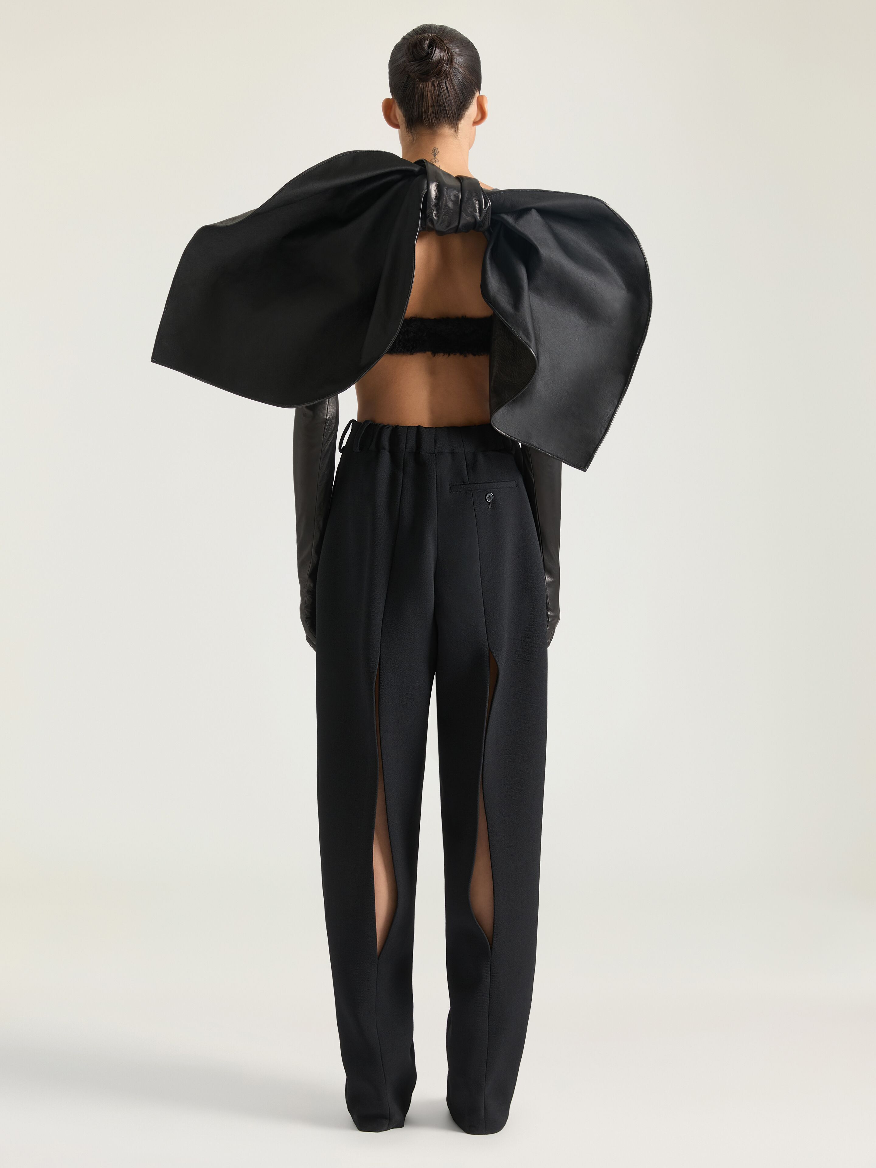 SLASHED DOUBLE PLEAT PANTS IN WOOL - 4