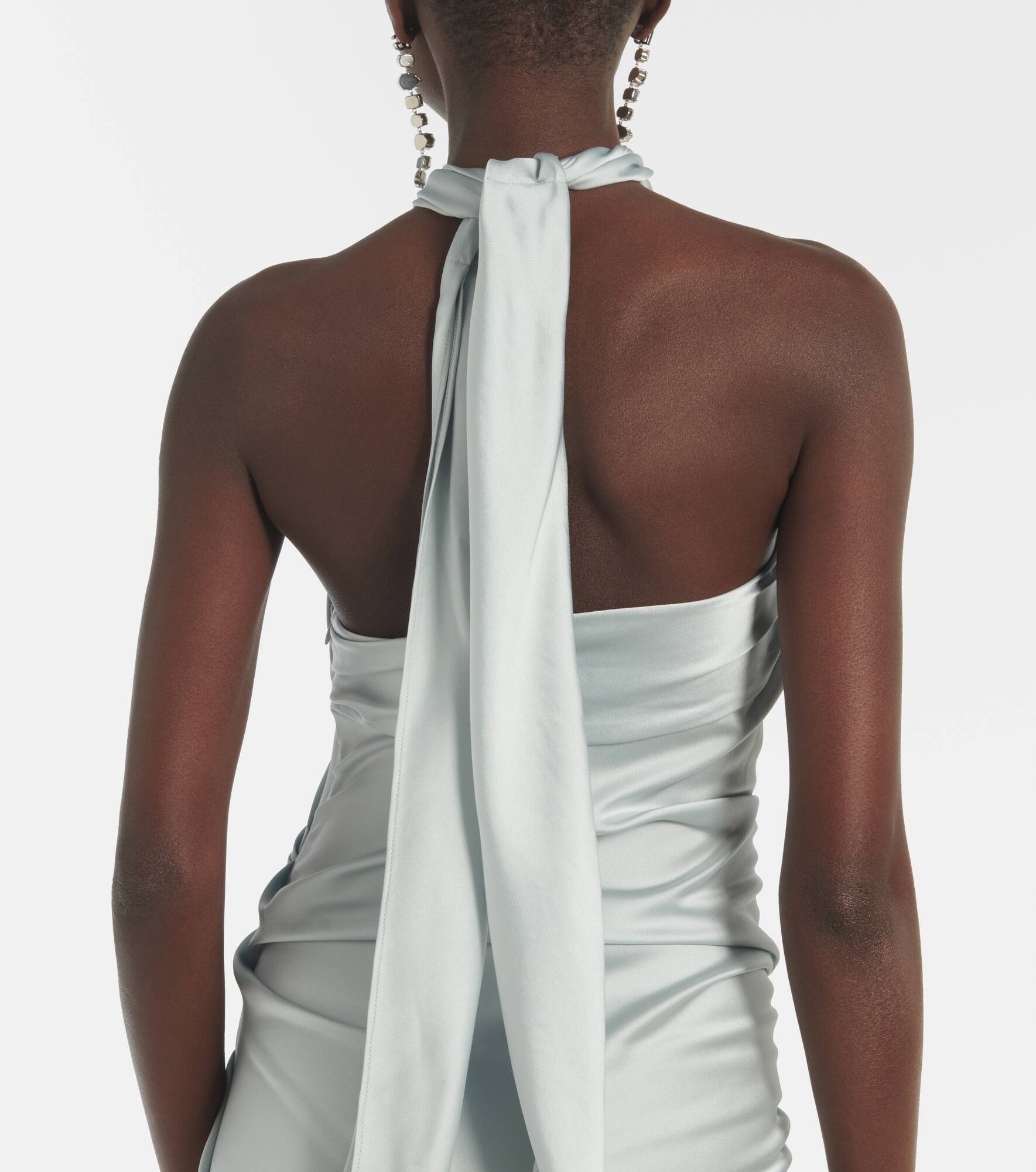 Draped satin maxi dress - 6