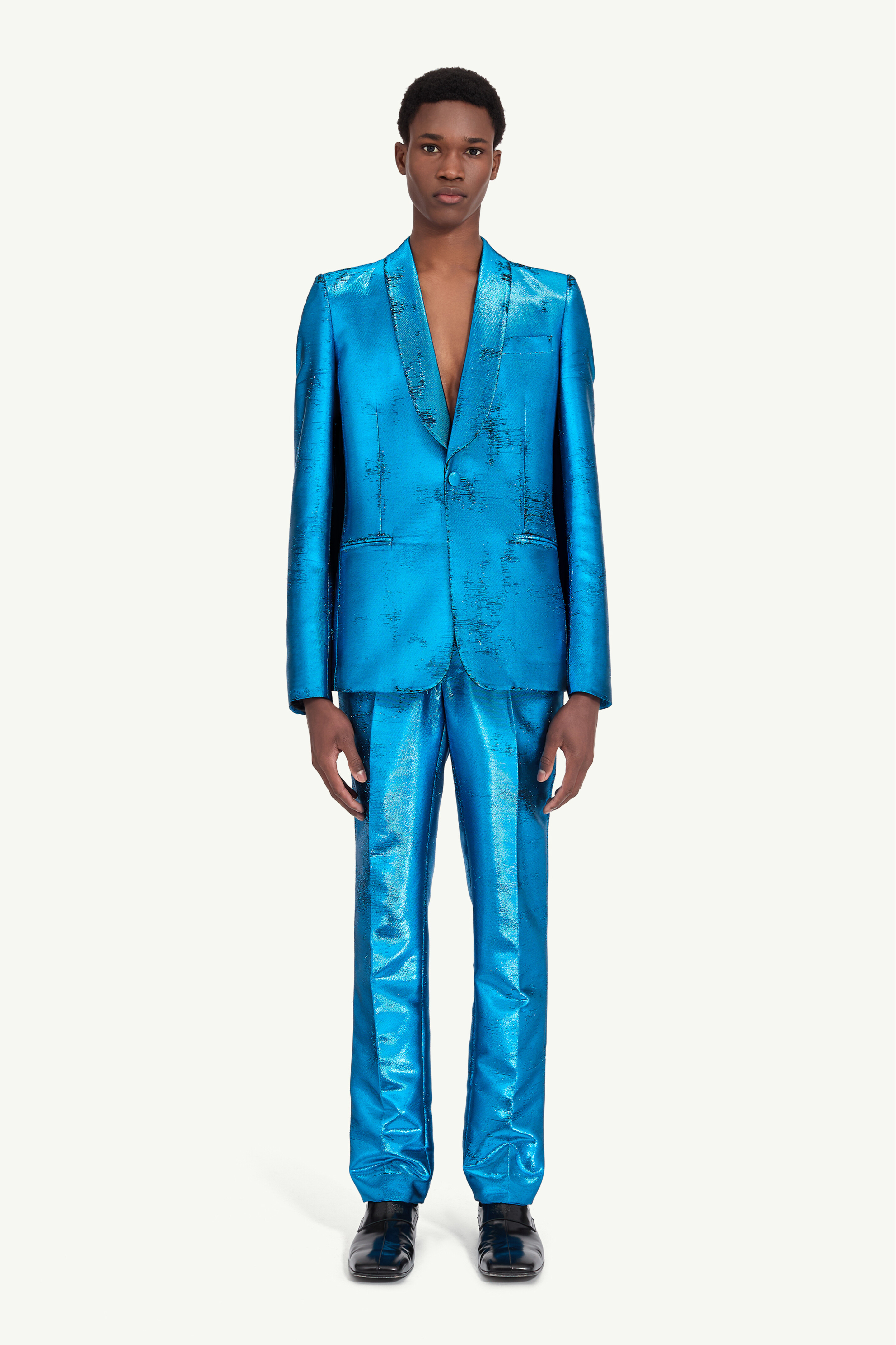Distressed jacquard suit jacket - 2