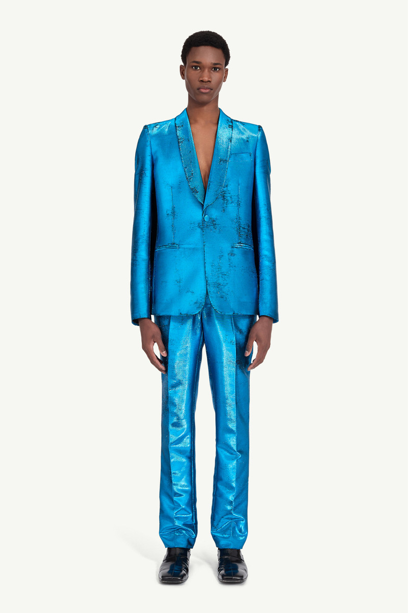 MM6 Maison Margiela Distressed jacquard suit jacket outlook