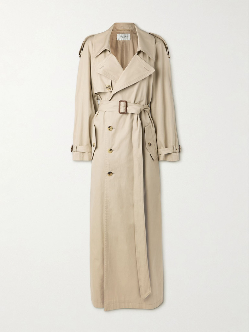 Oversized belted cotton-twill trench coat Beige 1
