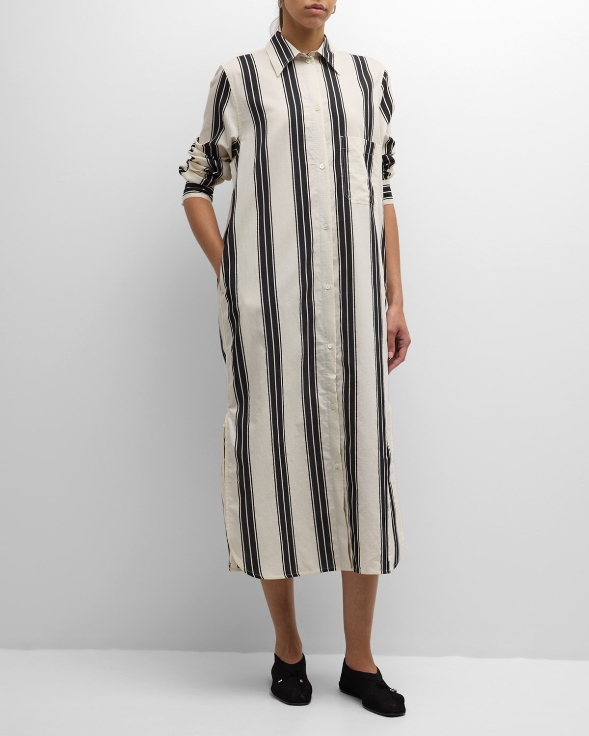 Jacquard Striped Tunic Shirtdress - 3