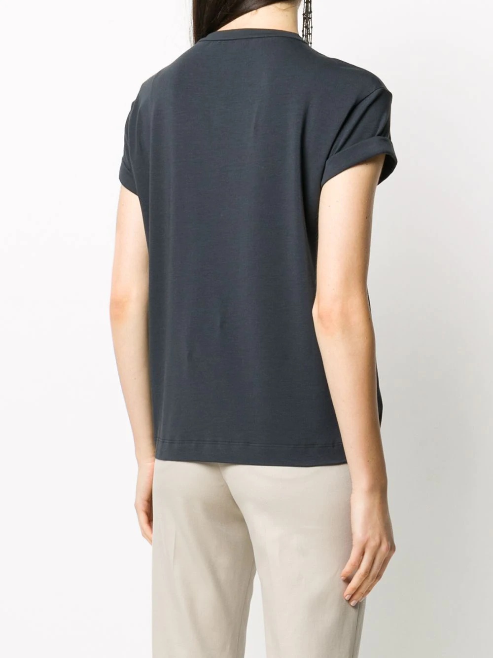 rolled sleeve T-shirt - 4