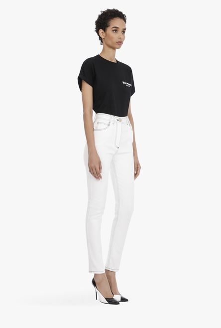 Skinny high-waisted white jeans - 7