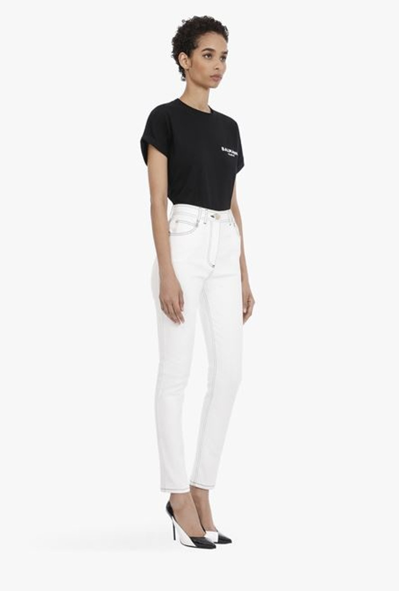 Skinny high-waisted white jeans 7