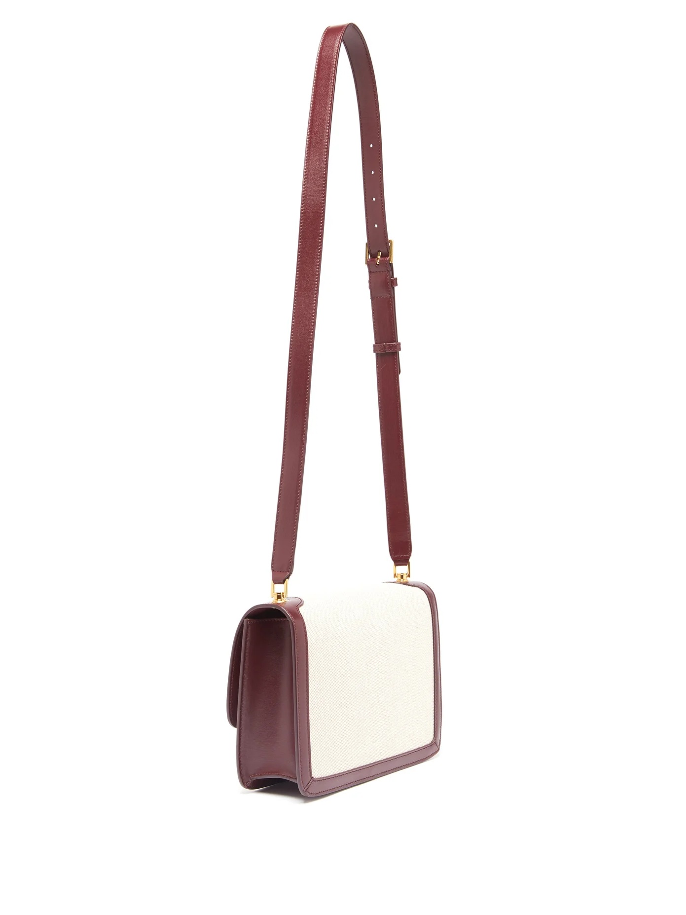 Carre leather and canvas cross-body bag - 4