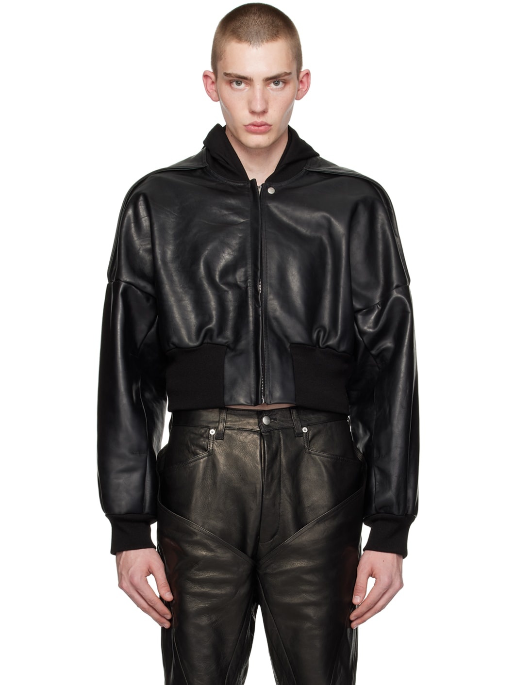 Black Flight Leather Jacket - 1