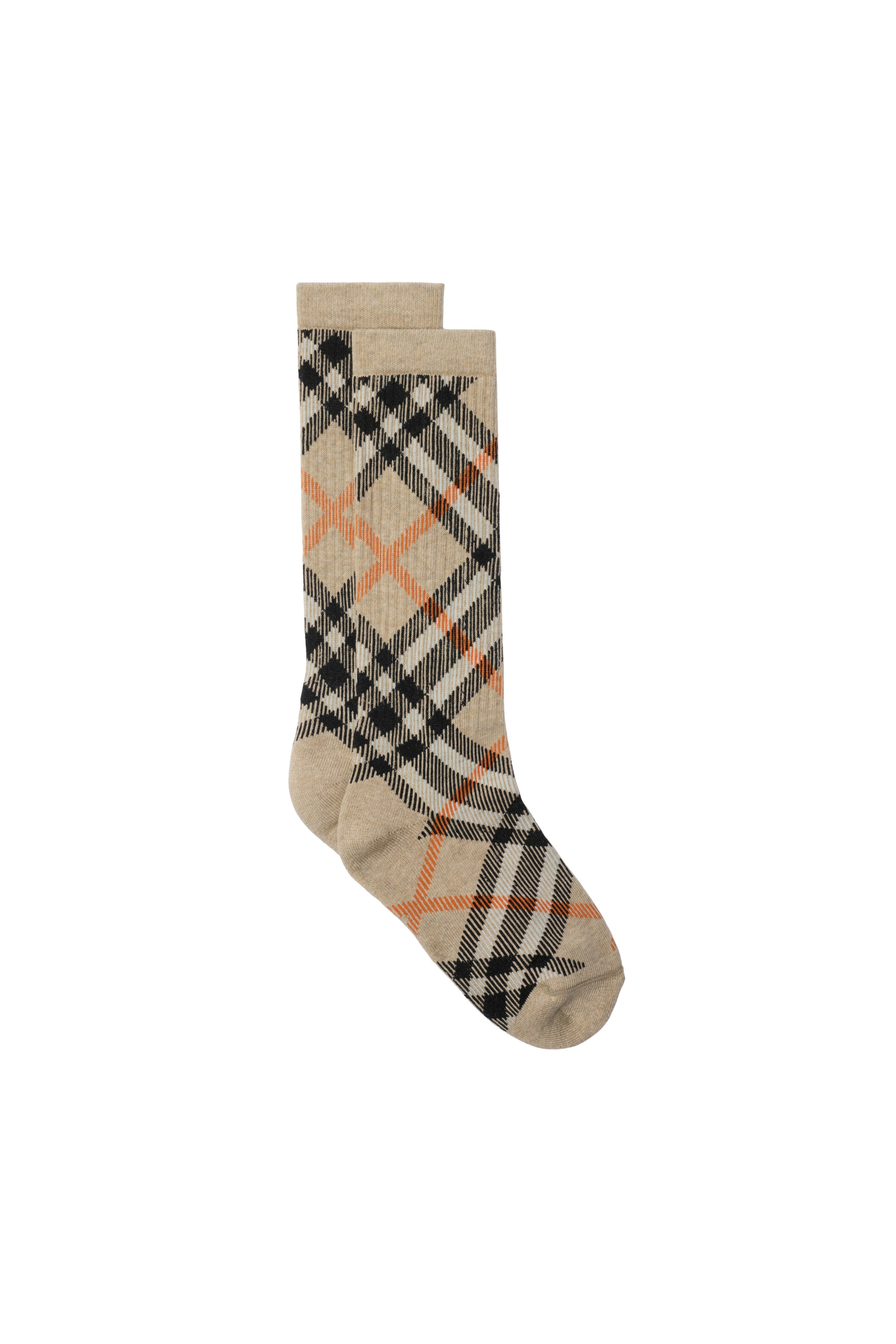 burberry Check Cotton Blend Socks in Sand at Nordstrom - 2