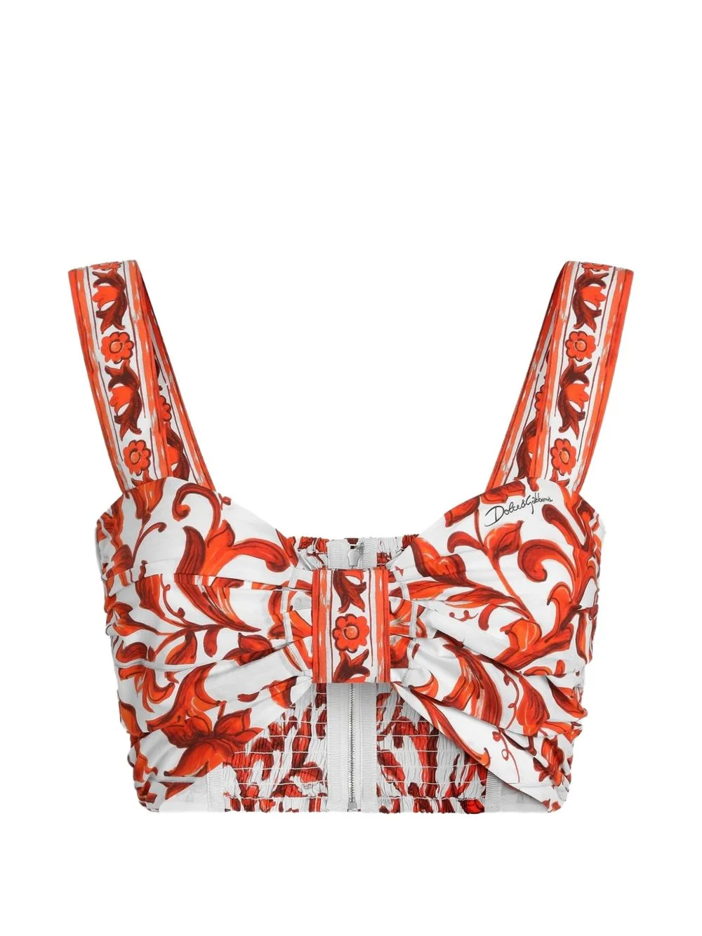 Majolica-print poplin bustier top - 1
