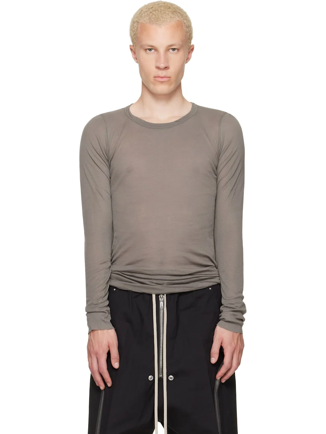 Gray Tower Rib LS T-shirt - 1
