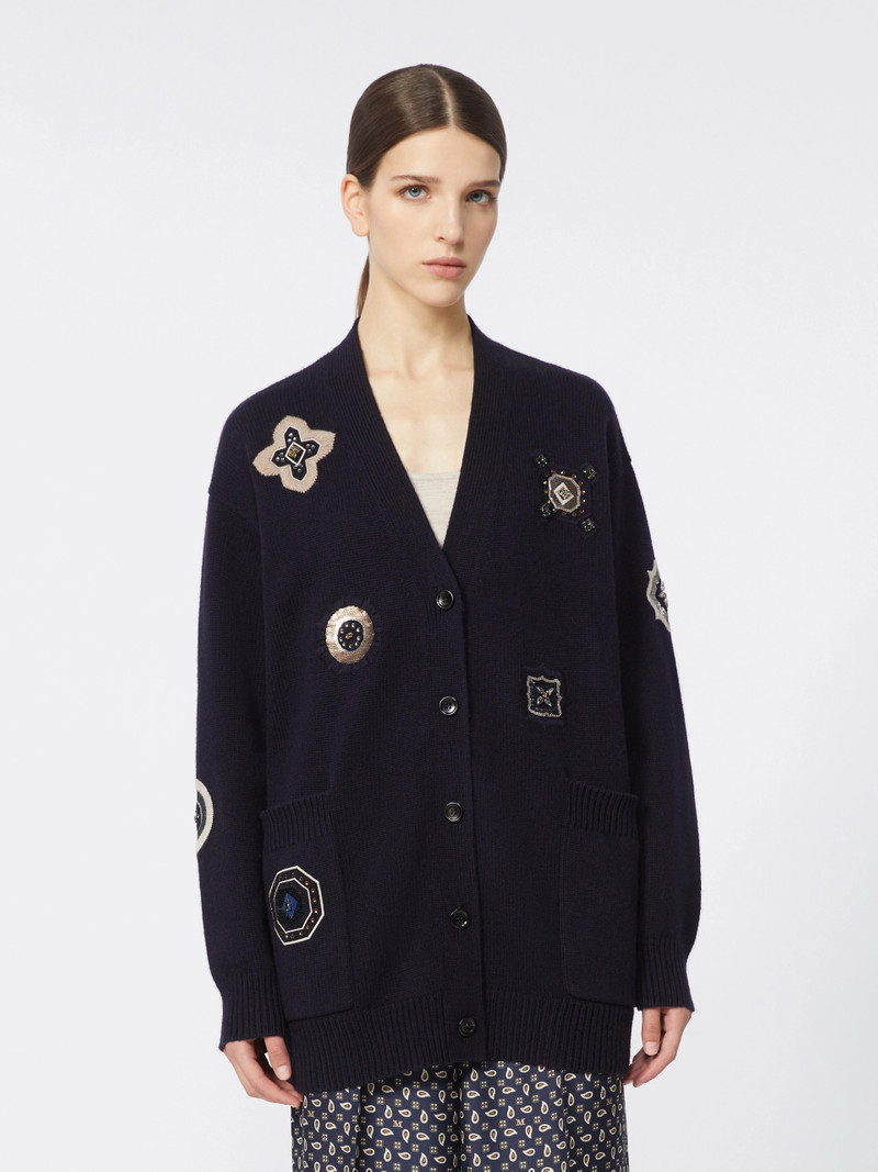 GIOIRE Long wool and cashmere cardigan - ULTRAMARINE 3