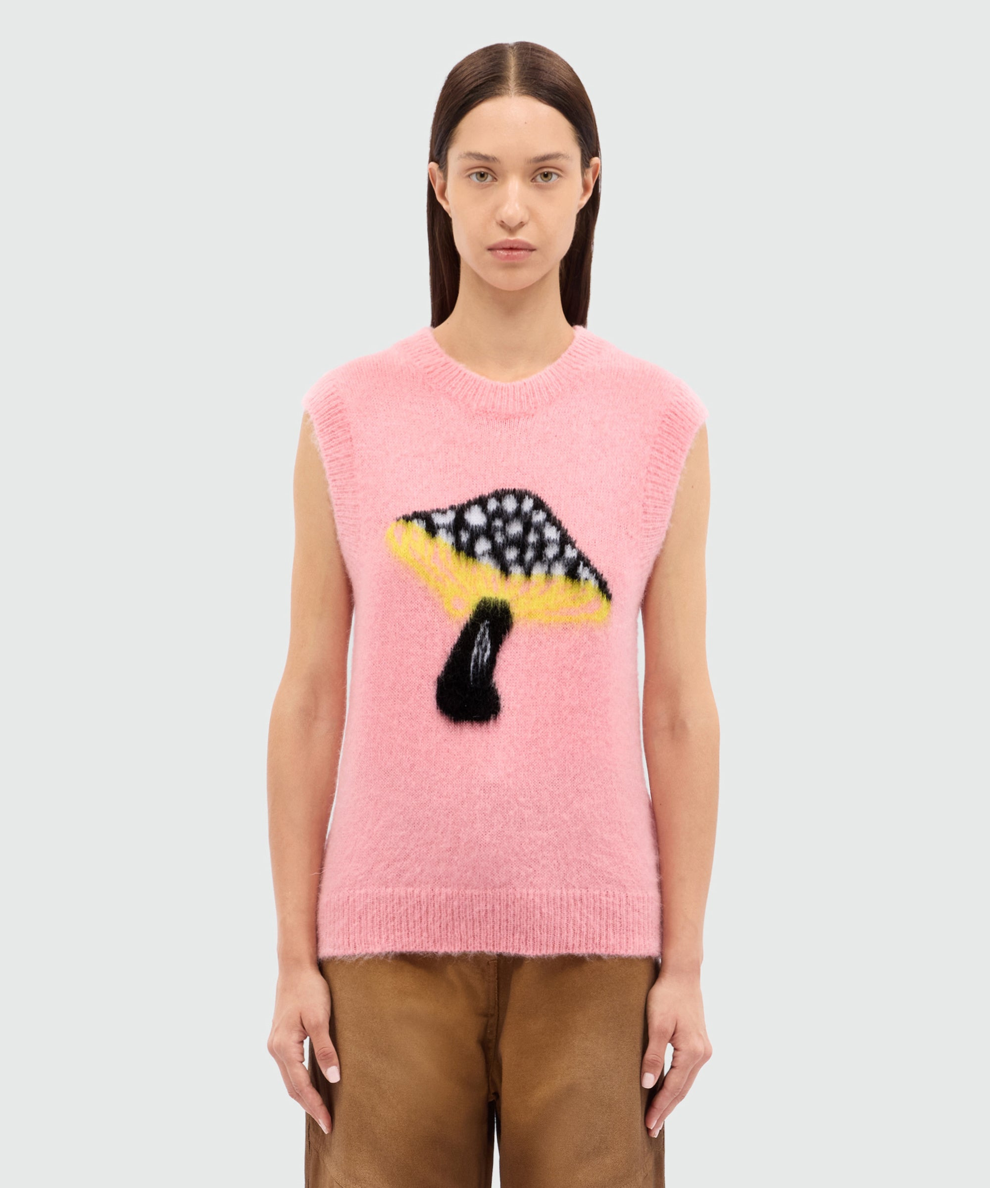 Pink mohair vest with "Fantastic Mushroom" motif - 2