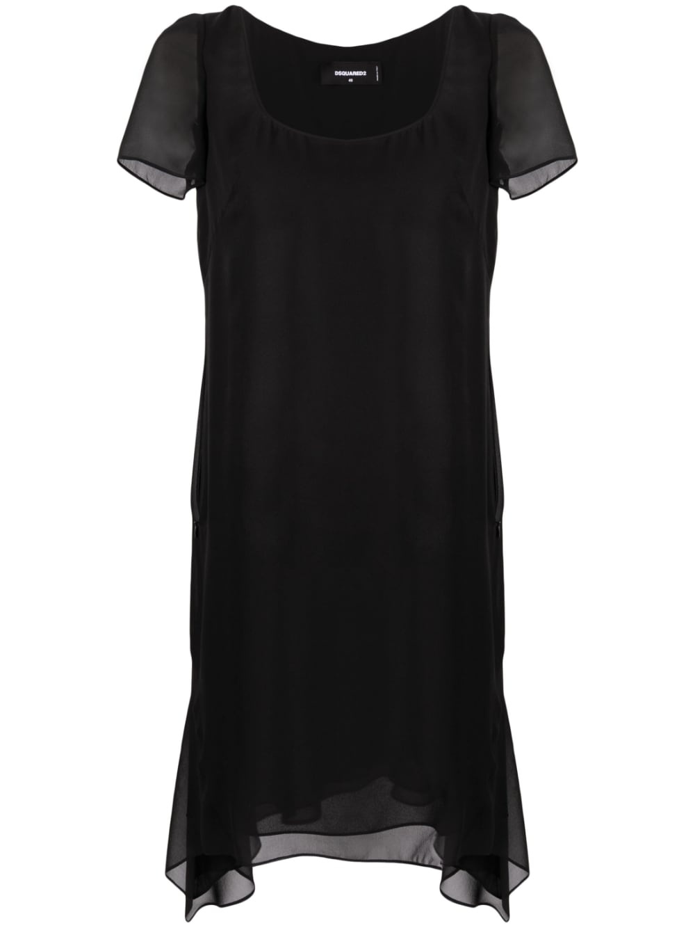 asymmetric-hem short-sleeve dress - 1