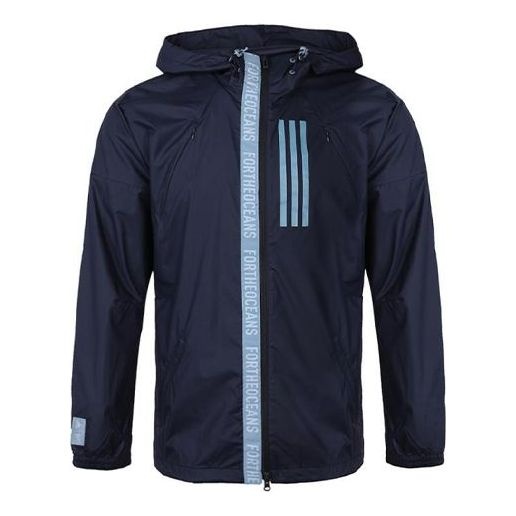 adidas Casual Training Sports Windproof Hooded Jacket Navy Blue EB7600 - 1