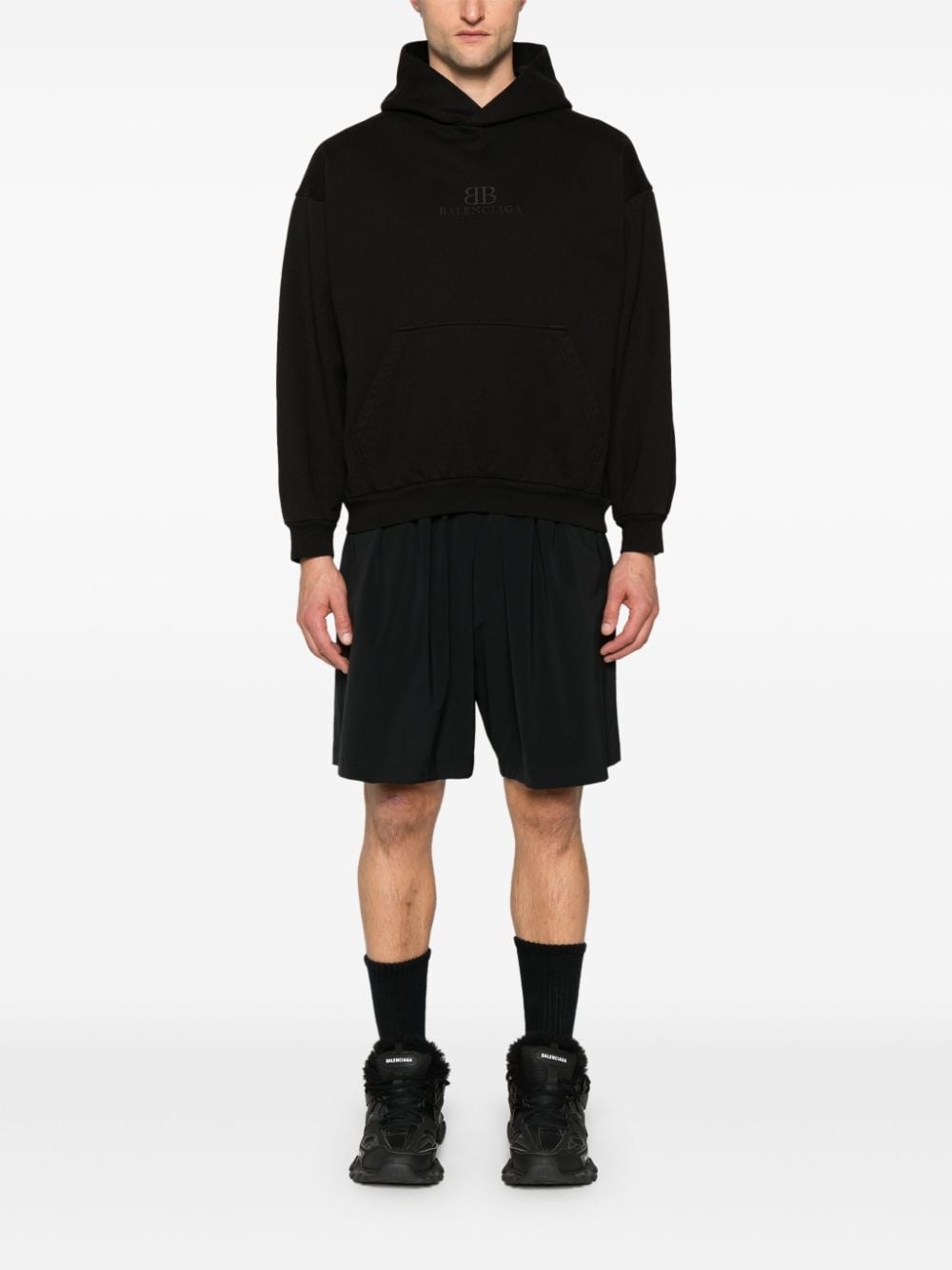 logo-embroidered cotton hoodie - 2