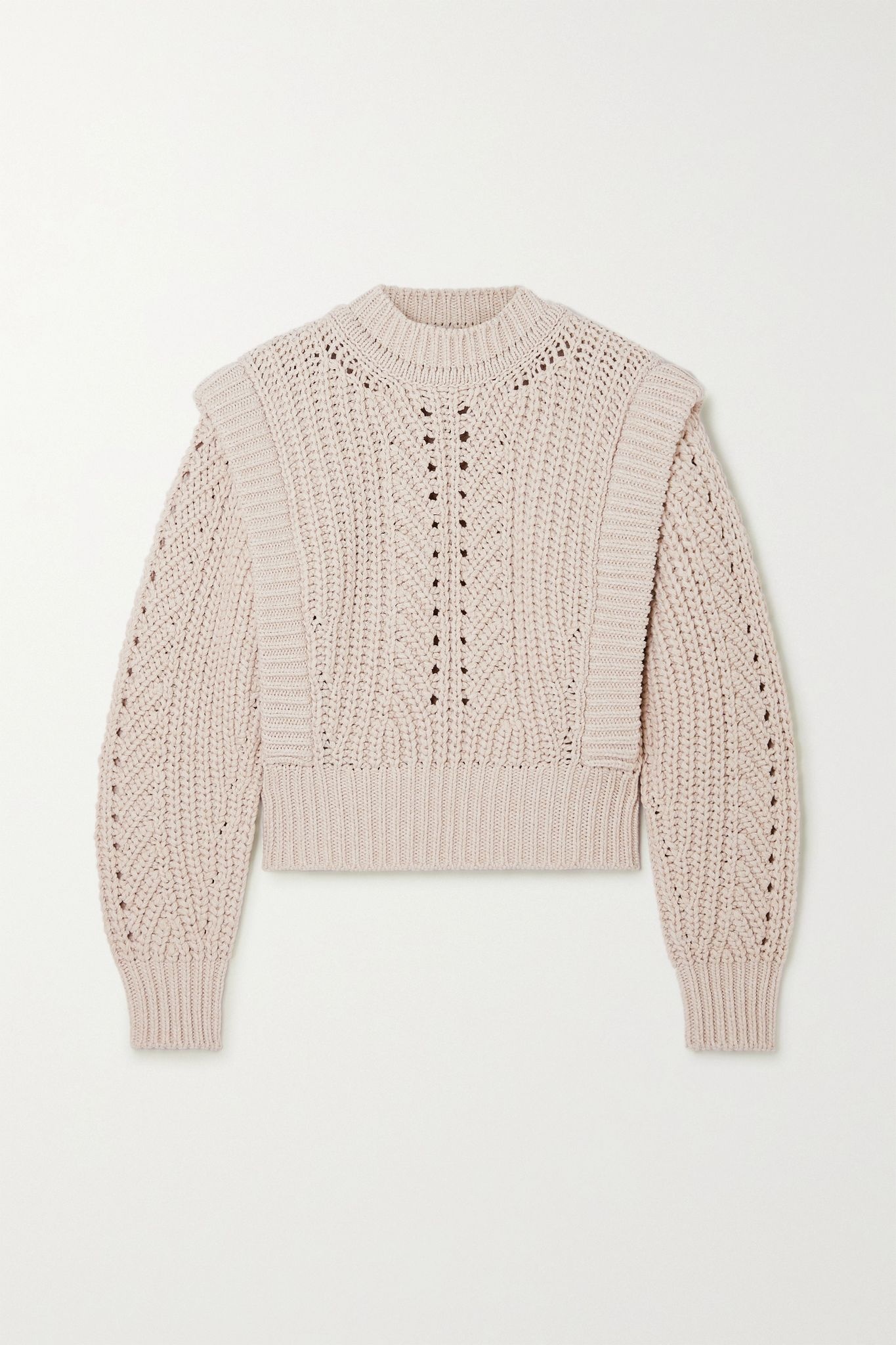 Prune ribbed pointelle-knit sweater - 1