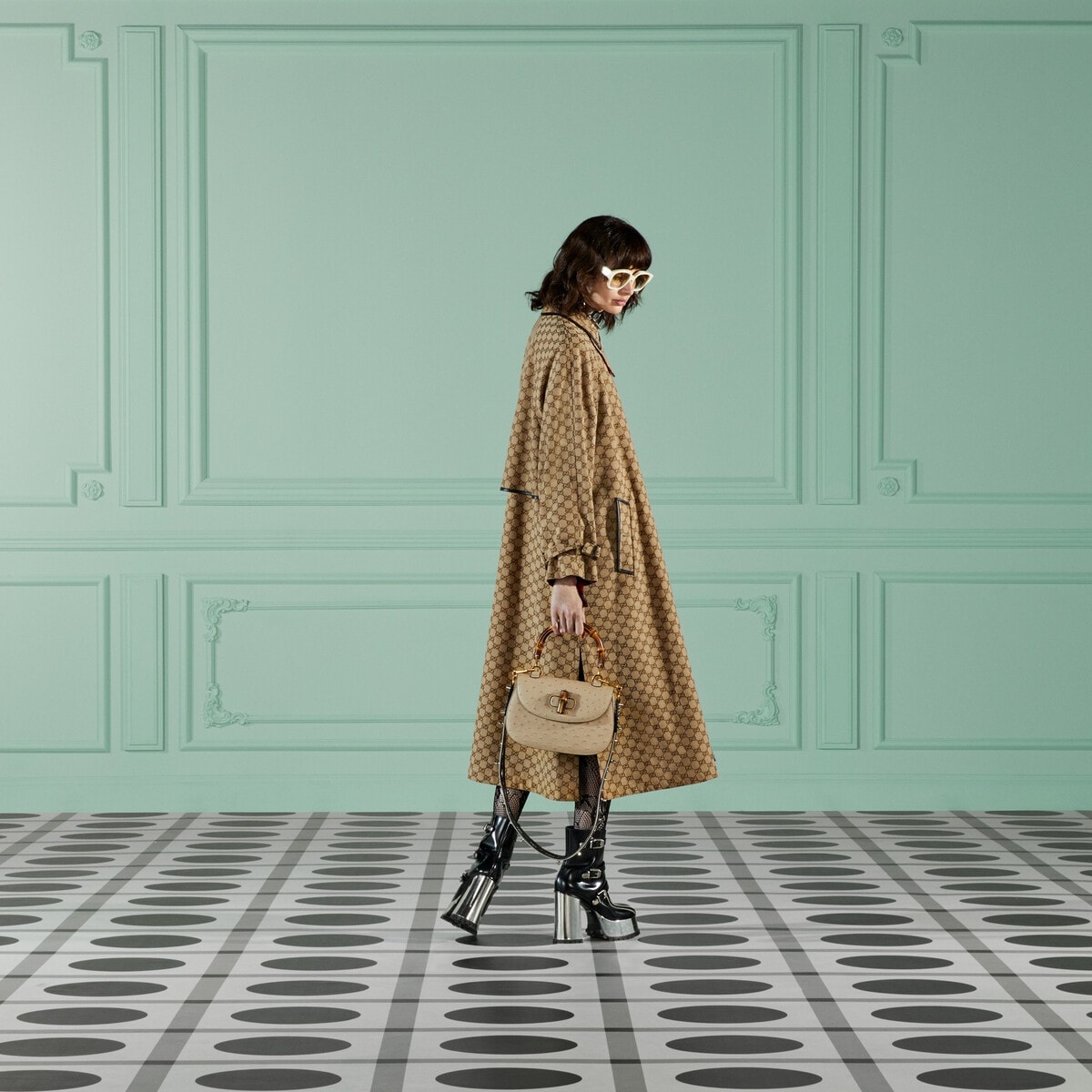 Reversible GG tartan coat - 3