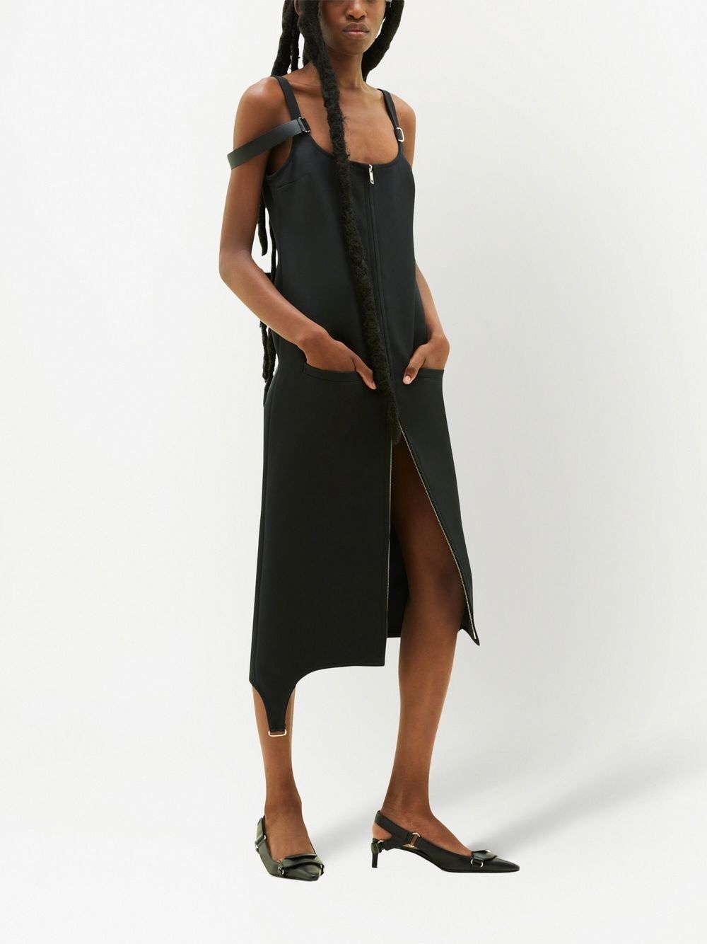 strap bretelles twill long-dress - 3
