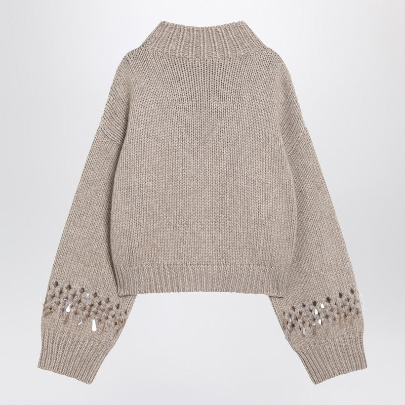 Brunello Cucinelli Brown Openwork Sweater With Sequins Women - 2