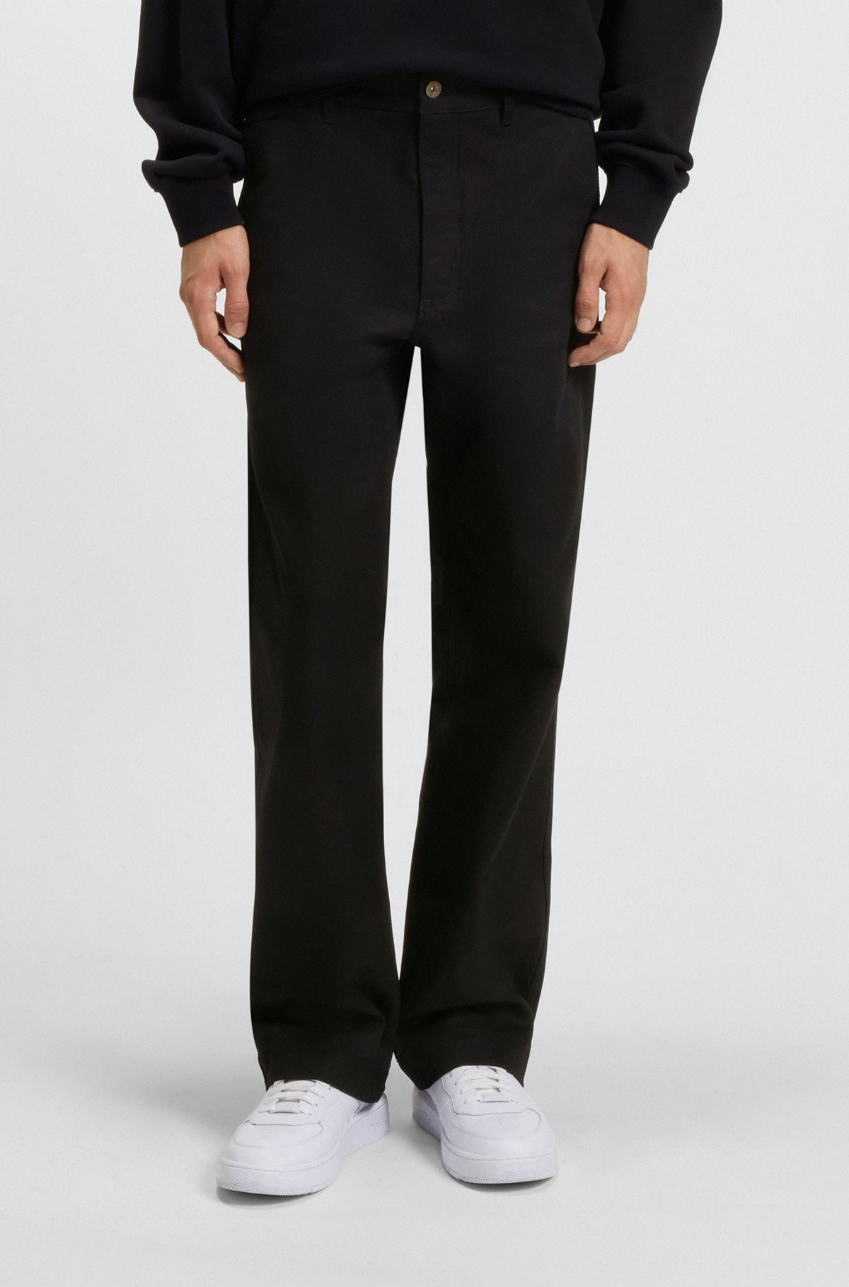 REGULAR-FIT PANTS IN STRETCH-COTTON SATIN - 2