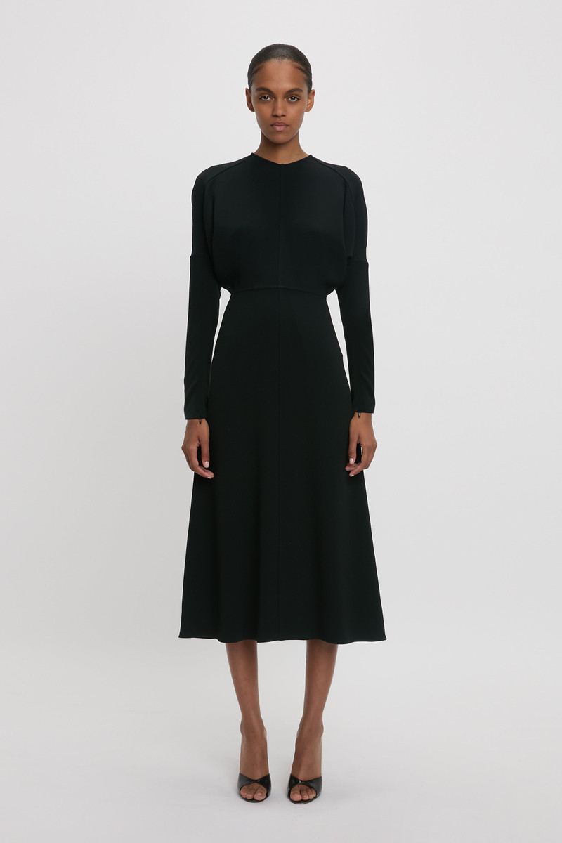 Victoria Beckham Dolman Midi Dress In Black outlook