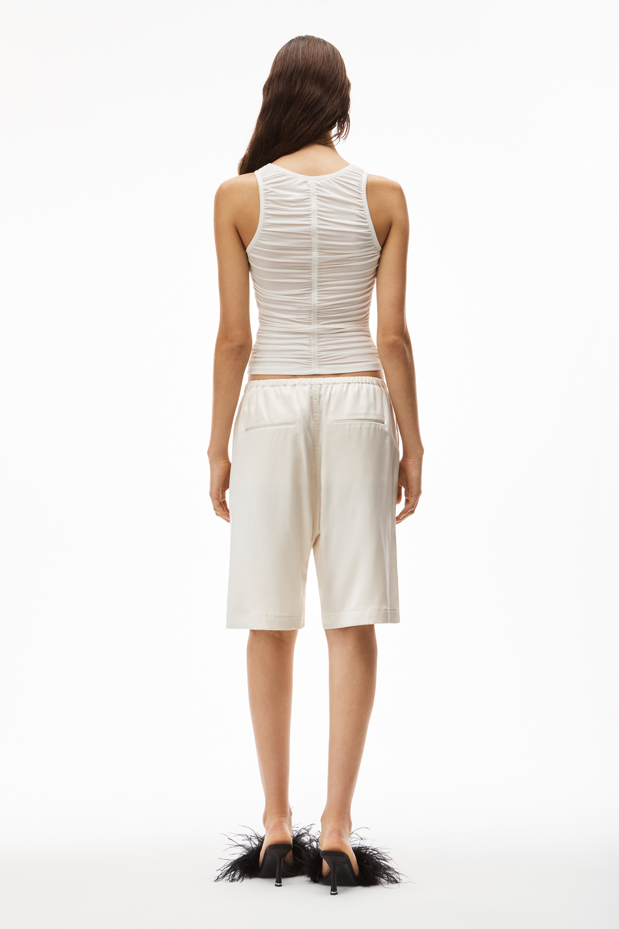 RUCHED TANK TOP IN SHEER RIBBED VISCOSE - 4