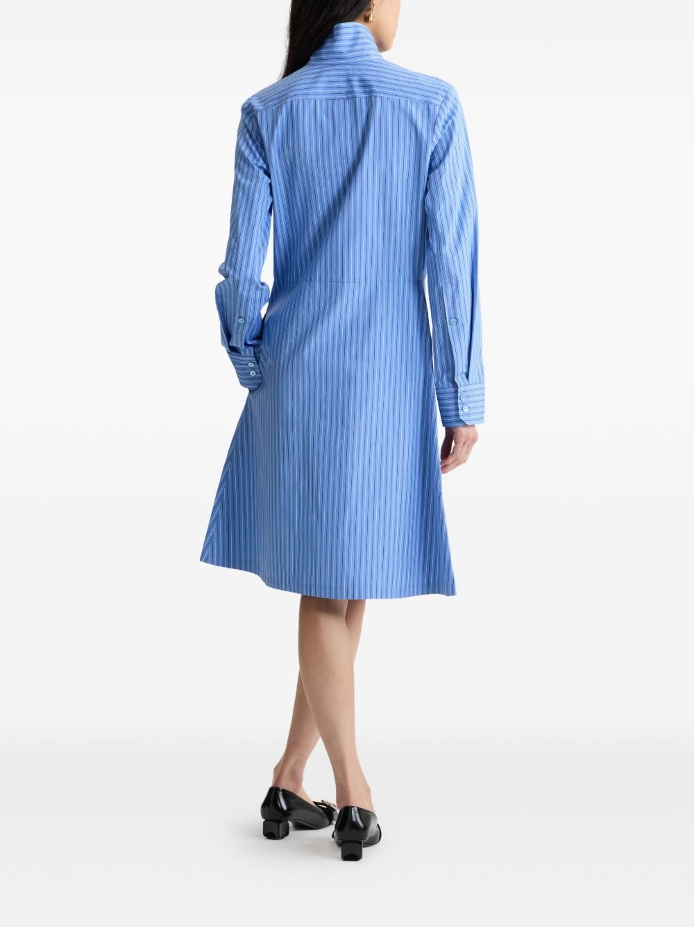 stripe scarf-collar shirt dress - 3