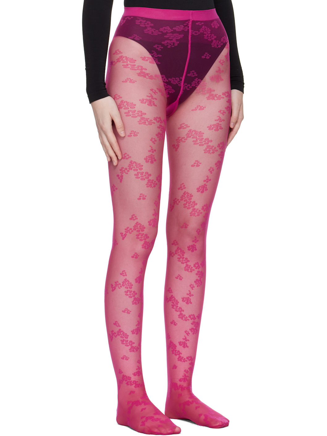 Pink Floret Tights - 2