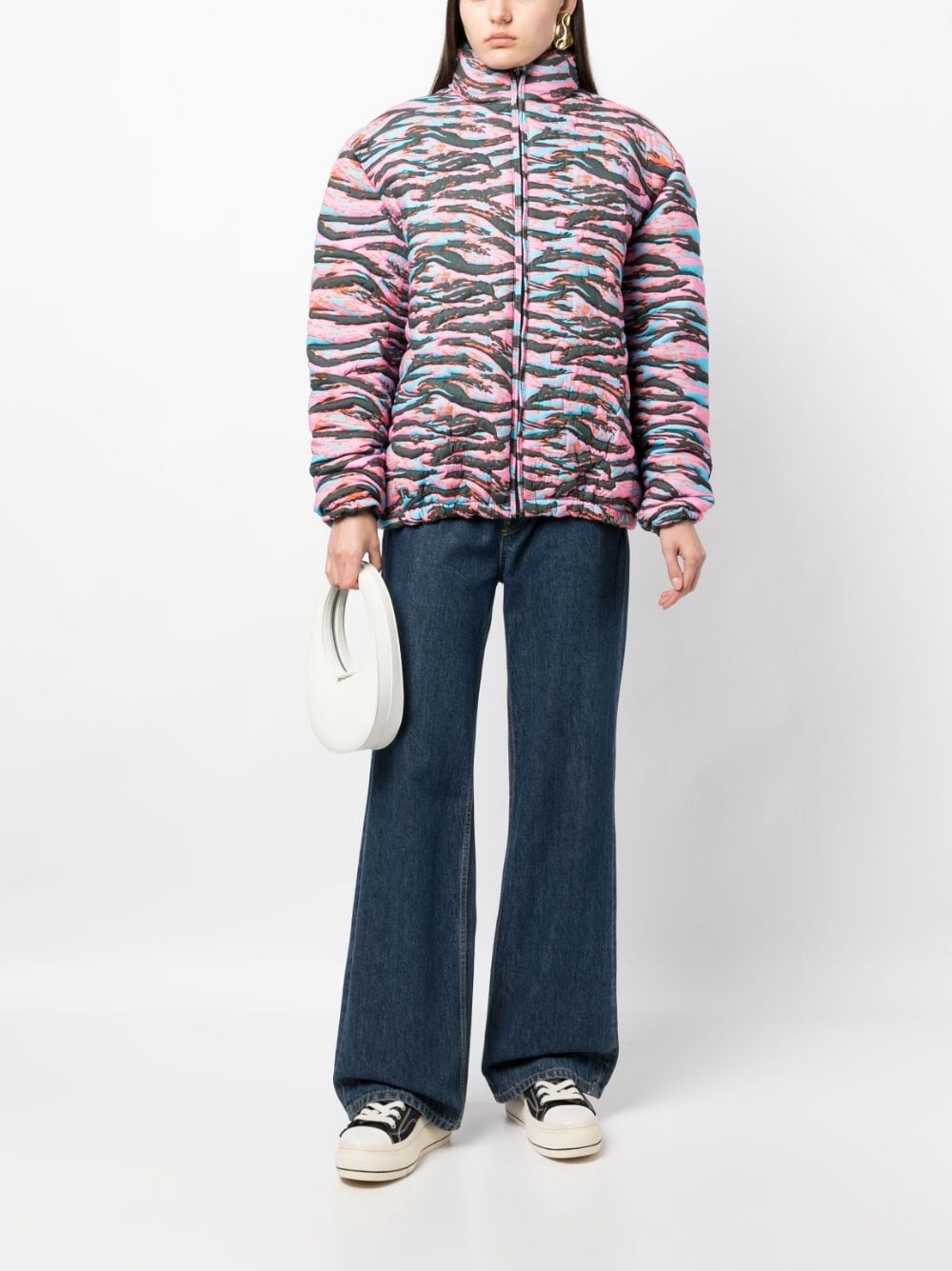 camouflage jacquard padded jacket - 2