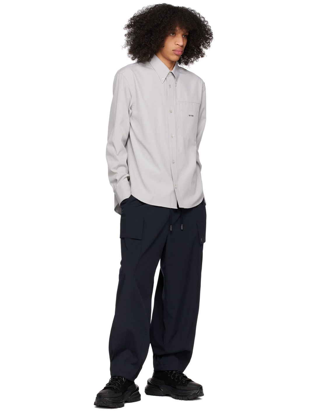 Gray Embroidered Shirt - 4
