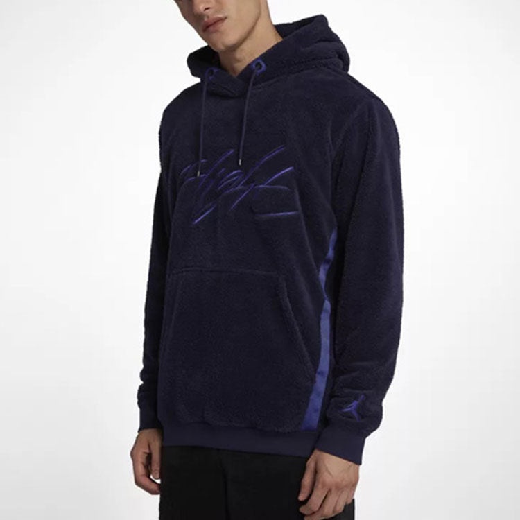 Men's Air Jordan Flight Fleece Stay Warm Contrasting Colors Sports Blue AH6251-416 - 3