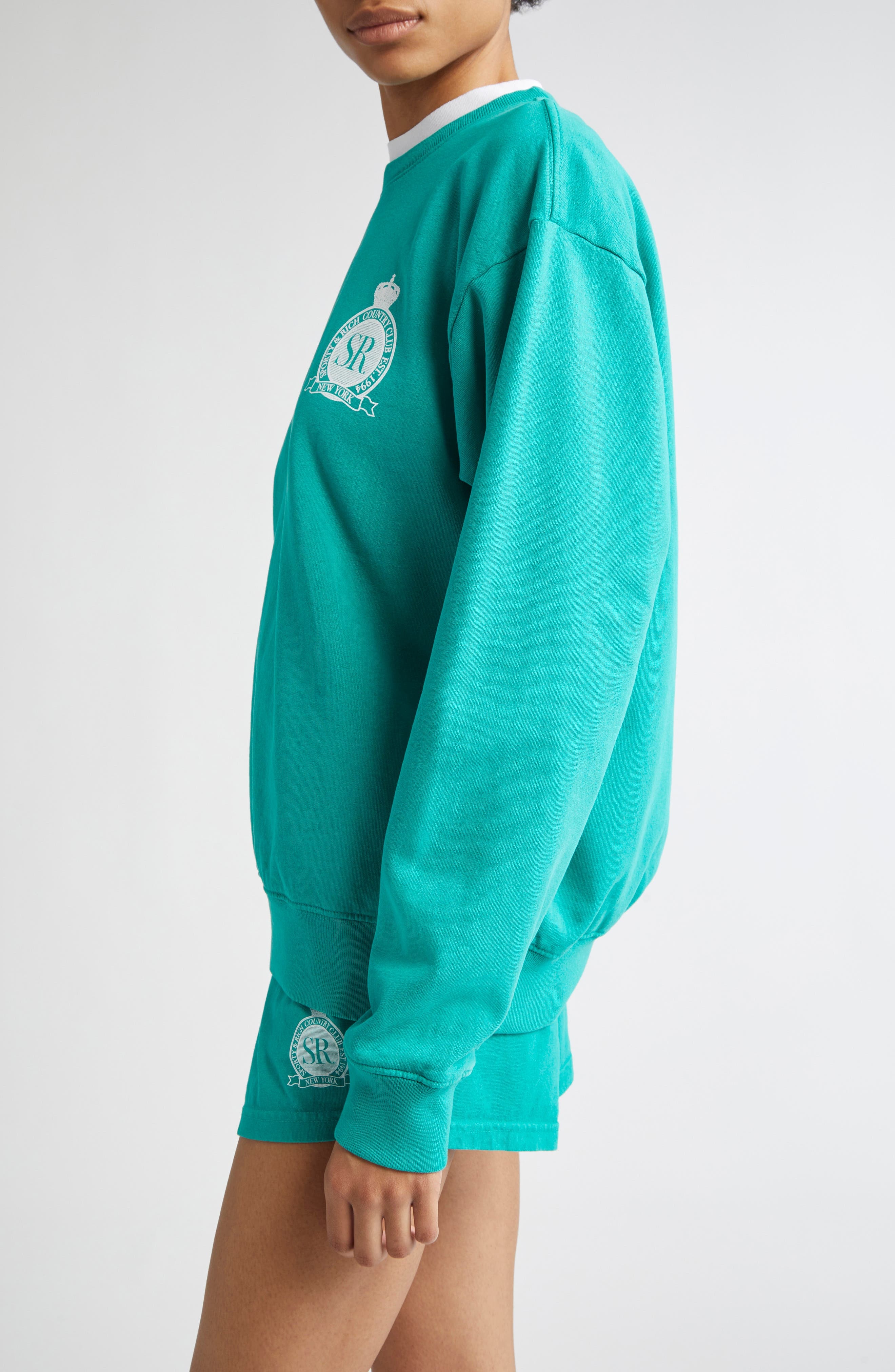 Sporty & Rich Royal Club Fleece Graphic Sweatshirt in Spring Green at Nordstrom - 4
