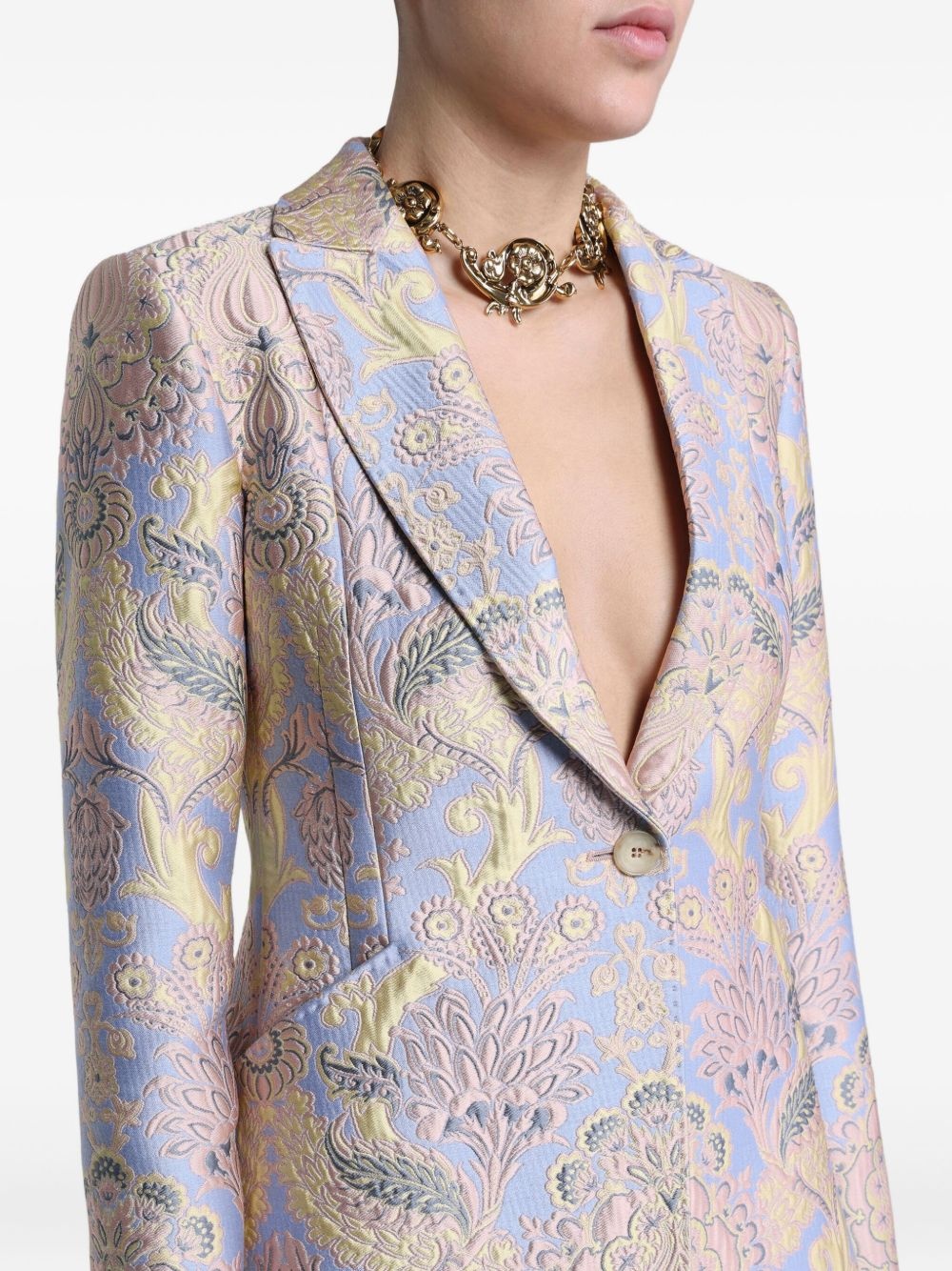 floral-jacquard blazer - 4