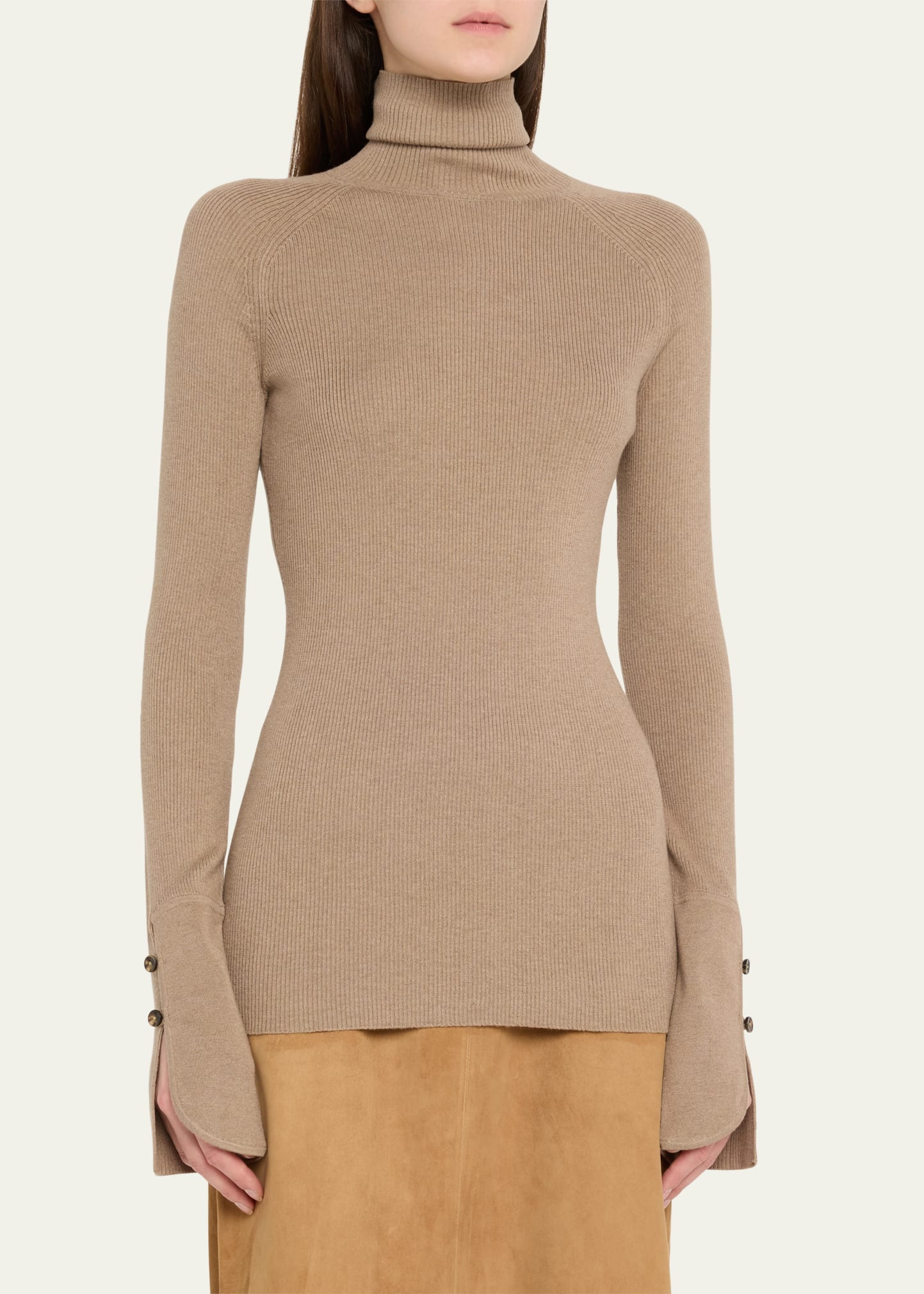 Belle Ribbed Silk Cashmere Turtleneck - 4