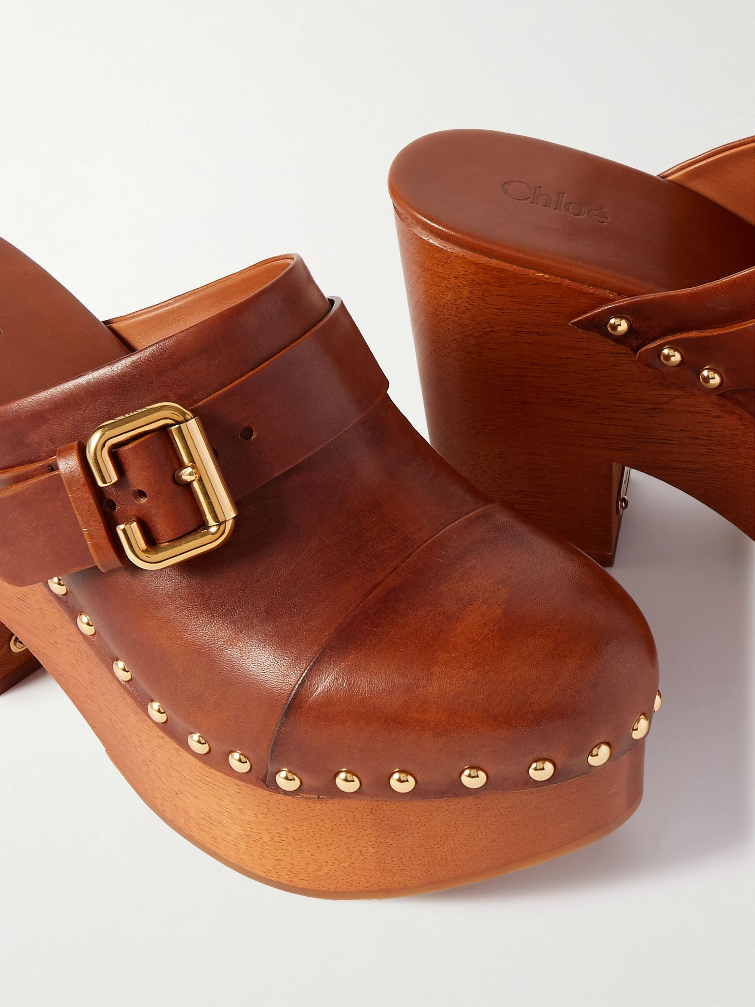 Jeanette studded platform clogs Tan - 4