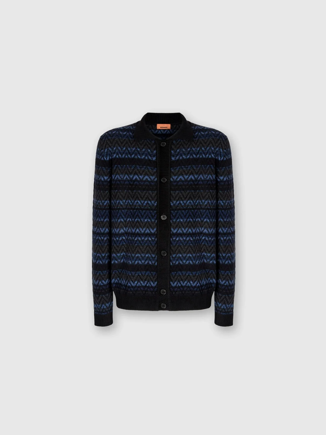 Cardigan with Zigzag and Stripe Pattern - 1