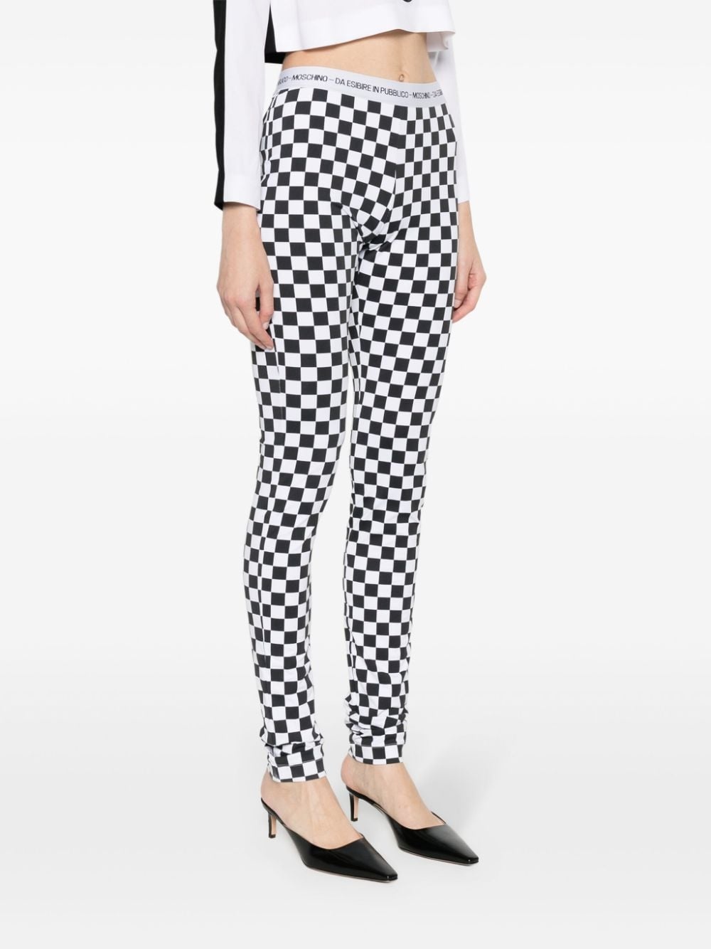 checkerboard-print flared trousers - 3