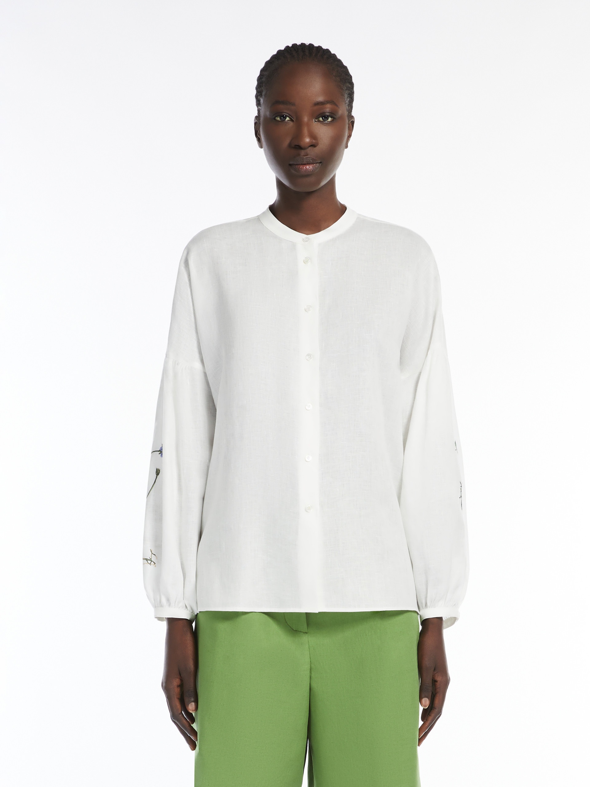 ILEX Linen mandarin collar shirt - 3