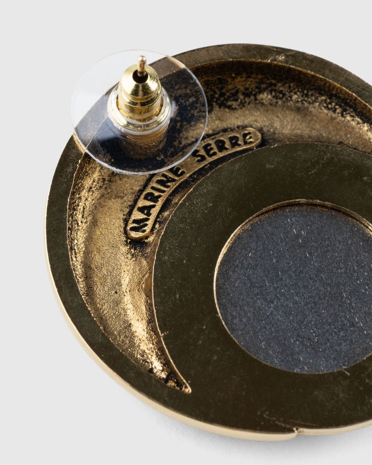 Marine Serre – Regenerated Buttons Moon Earrings Gold - 3