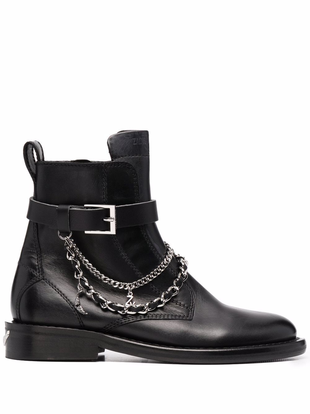 chain-detail leather boots - 1