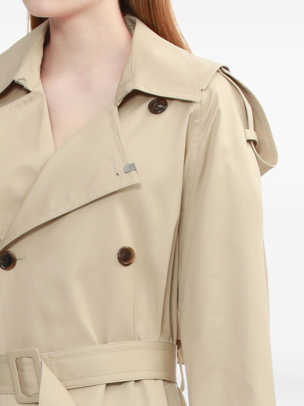 double-breasted belted trench coat - 5